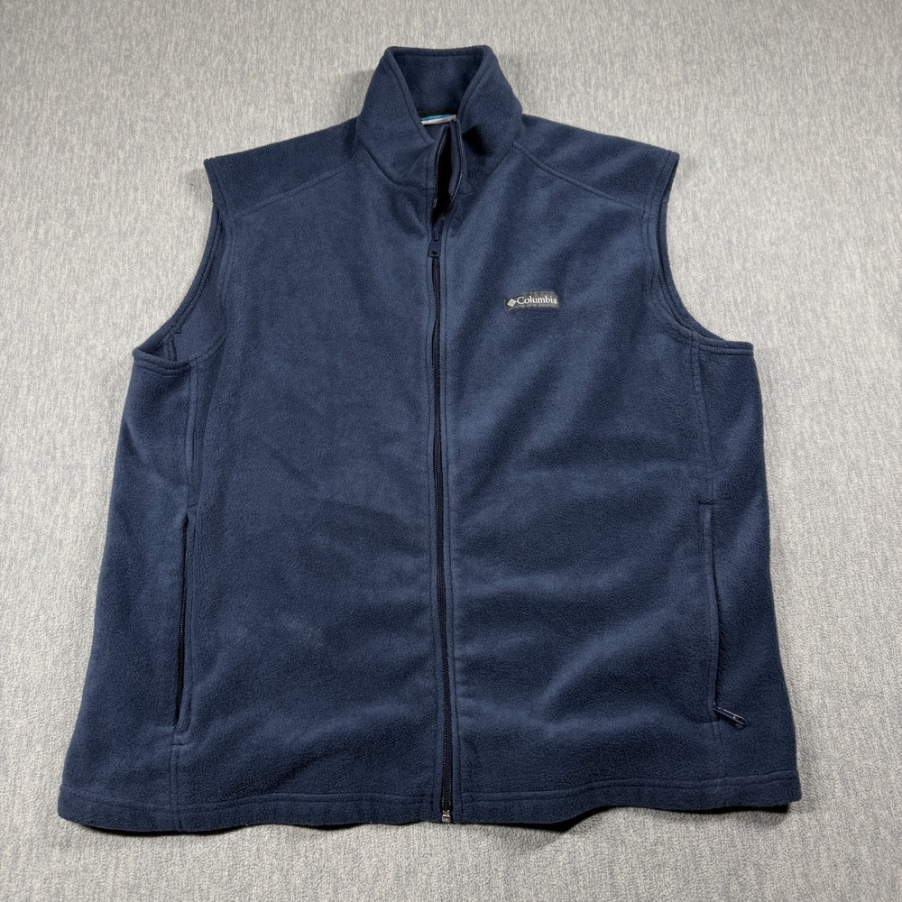 Columbia Vest Mens XXL Blue Fleece Full Zip Sleeveless Warm Winter Outdoor Gilet